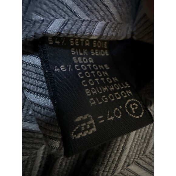 Ermenegildo Zenga Men’s Tie Silk Cotton Blend Grey Silver 4” Italian EUC - Picture 6 of 6